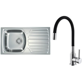 Set Alveus (dřez Basic 170 Natur, velká výpusť + baterie Mintas Černá/Chrom)