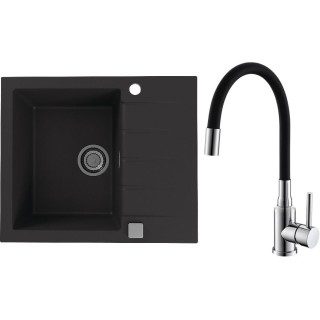 Set Alveus (dřez Cadit 10 Black 91 + baterie Mintas Černá/Chrom)