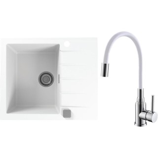 Set Alveus (dřez Cadit 10 White 11 + baterie Mintas Bílá/Chrom)