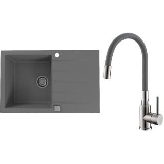 Set Alveus (dřez Cadit 20 Beton 81 + baterie Mintas Beton/Kartáčovaná ocel)