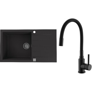 Set Alveus (dřez Cadit 40 Black 91 + baterie Mintas Černá matná)