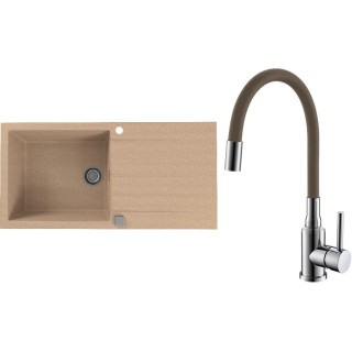 Set Alveus (dřez Cadit 50 Beige 55 + baterie Mintas Béžová/Chrom)