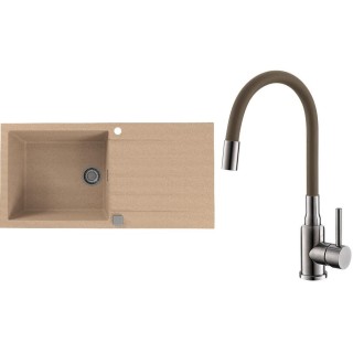 Set Alveus (dřez Cadit 50 Beige 55 + baterie Mintas Béžová/Kartáčovaná ocel)