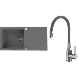 Set Alveus (dřez Cadit 50 Beton 81 + baterie Mintas Beton/Kartáčovaná ocel)