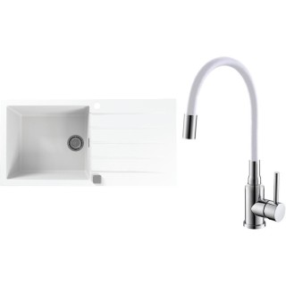 Set Alveus (dřez Cadit 50 White 11 + baterie Mintas Bílá/Chrom)