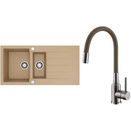 Set Alveus (dřez Cadit 80 Beige 55 + baterie Mintas Béžová/Kartáčovaná ocel) Set Alveus (dřez Cadit 80 Beige 55 + baterie Mintas Béžová/Kartáčovaná ocel)