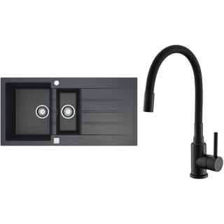 Set Alveus (dřez Cadit 80 Black 91 + baterie Mintas Černá matná)