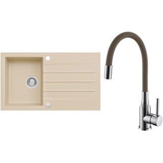 Set Alveus (dřez Cortina 130 Beige 55, s excentrem + baterie Mintas Béžová/Chrom)