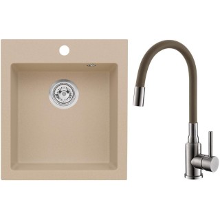 Set Alveus (dřez Cortina 20 Beige 55 + baterie Mintas Béžová/Kartáčovaná ocel)