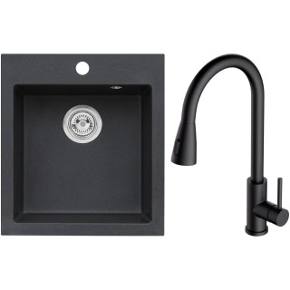 Set Alveus (dřez Cortina 20 Black 91 + baterie Primrose - PS Deep Black 90)