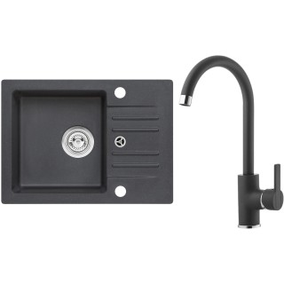 Set Alveus (dřez Cortina 40 Black 91, bez excentru + baterie Tonia Black 91)