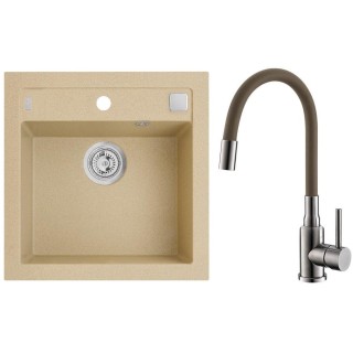 Set Alveus (dřez Formic 20 Beige 55 + baterie Mintas Béžová/Kartáčovaná ocel)