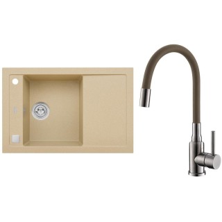 Set Alveus (dřez Formic 30 Beige 55 + baterie Mintas Béžová/Kartáčovaná ocel)