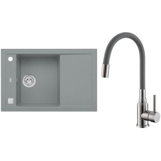 Set Alveus (dřez Formic 30 Beton 81 + baterie Mintas Beton/Kartáčovaná ocel)