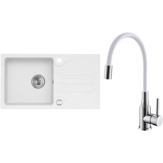 Set Alveus (dřez Galapagos 30 White 11 + baterie Mintas Bílá/Chrom)