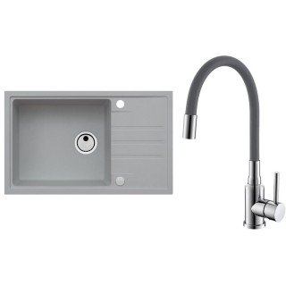 Set Alveus (dřez Intermezzo 130 Beton 81 + baterie Mintas Beton/Chrom)