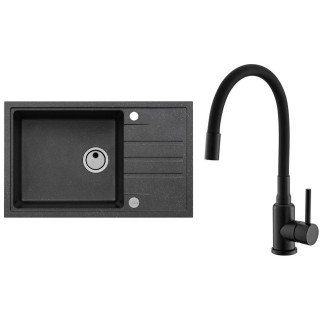 Set Alveus (dřez Intermezzo 130 Black 91 + baterie Mintas Černá matná)