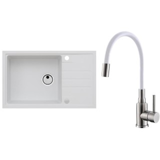 Set Alveus (dřez Intermezzo 130 White 11 + baterie Mintas Bílá/Kartáčovaná ocel)