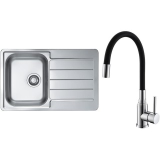 Set Alveus (dřez Line 80 Natur + baterie Mintas Černá/Chrom)