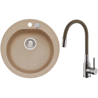 Set Alveus (dřez Niagara 10 Beige 55 + baterie Mintas Béžová/Kartáčovaná ocel)