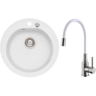 Set Alveus (dřez Niagara 10 White 11 + baterie Mintas Bílá/Kartáčovaná ocel)