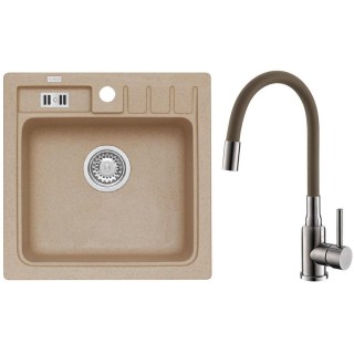 Set Alveus (dřez Niagara 20 Beige 55 + baterie Mintas Béžová/Kartáčovaná ocel)