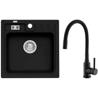 Set Alveus (dřez Niagara 20 Black 91 + baterie Mintas Černá matná)