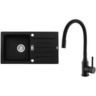 Set Alveus (dřez Niagara 30 Black 91 + baterie Mintas Černá matná)