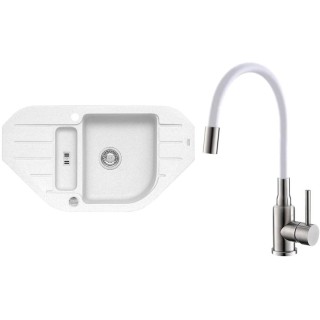 Set Alveus (dřez Niagara 60 White 11 + baterie Mintas Bílá/Kartáčovaná ocel)