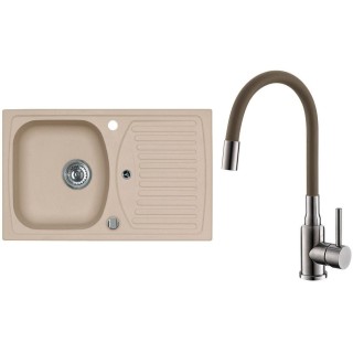 Set Alveus (dřez Record 30 Beige 55 + baterie Mintas Béžová/Kartáčovaná ocel)