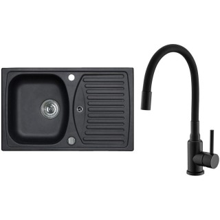 Set Alveus (dřez Record 30 Black 91 + baterie Mintas Černá matná)