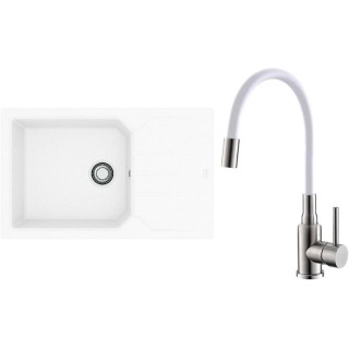 Set Alveus (dřez Record 40 White 11 + baterie Mintas Bílá/Kartáčovaná ocel)