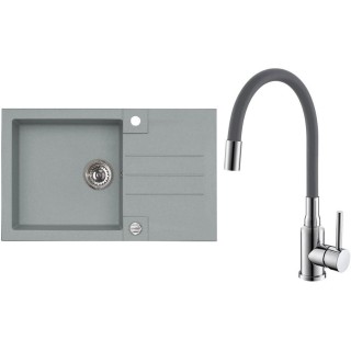 Set Alveus (dřez Rock 130 Beton 81 + baterie Mintas Beton/Chrom)