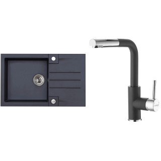 Set Alveus (dřez Rock 130 Black 91 + baterie Siros Black 91)