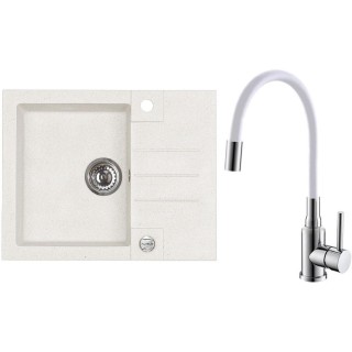 Set Alveus (dřez Rock 30 White 11 + baterie Mintas Bílá/Chrom)