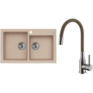 Set Alveus (dřez Rock 90 Beige 55 + baterie Mintas Béžová/Kartáčovaná ocel)