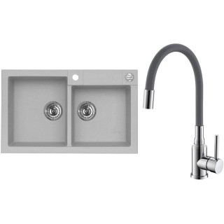 Set Alveus (dřez Rock 90 Beton 81 + baterie Mintas Beton/Chrom)