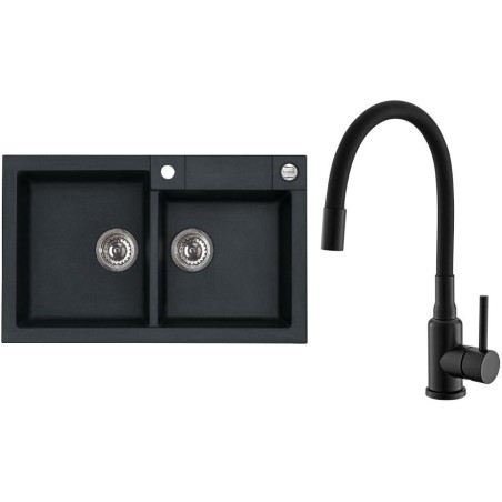 Set Alveus (dřez Rock 90 Black 91 + baterie Mintas Černá matná)