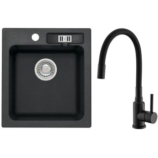 Set Alveus (dřez Victoria 20 Black 91 + baterie Mintas Černá matná)