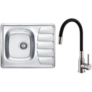 Set Alveus (dřez Zoom 10 Natur + baterie Mintas Černá/Kartáčovaná ocel)