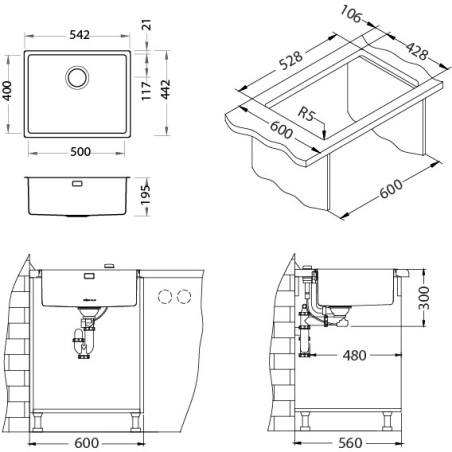 Kuchyňský dřez Alveus Kombino 50 Monarch Copper, pro přesahovou nebo integrovanou montáž