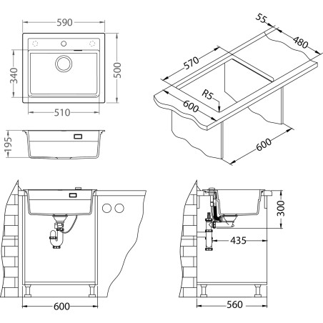 Kuchyňský dřez Alveus Atrox 30 QC Clay A50