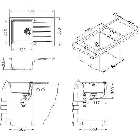 Kuchyňský dřez Alveus Cadit 20 QC Deep Black A90