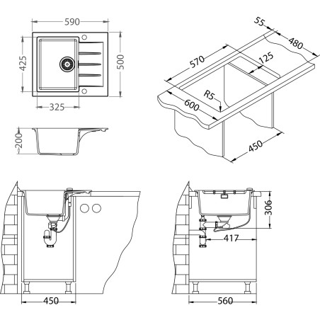 Kuchyňský dřez Alveus Cadit 10 QC Deep Black A90