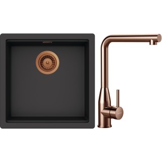 Set Schock S31-14 (dřez Kiruna N-100 Dusk + baterie Keto Copper brushed + komponenty Copper brushed)