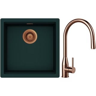 Set Schock S31-9 (dřez Kiruna N-100 Ivy + baterie Kavus.120 Copper brushed + komponenty Copper...
