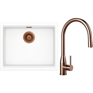 Set Schock S32-9 (dřez Kiruna N-100L Day + baterie Kavus.120 Copper brushed + komponenty Copper...