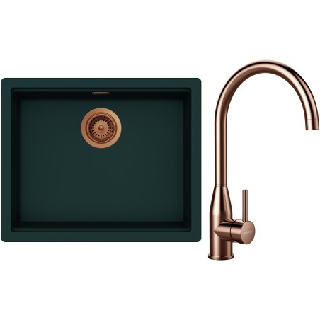 Set Schock S32-4 (dřez Kiruna N-100L Ivy + baterie Kavus Copper brushed)