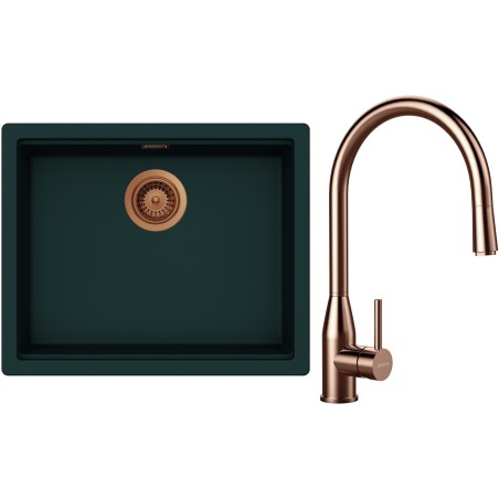Set Schock S32-9 (dřez Kiruna N-100L Ivy + baterie Kavus.120 Copper brushed)