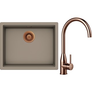 Set Schock S32-4 (dřez Kiruna N-100L Twilight + baterie Kavus Copper brushed + komponenty Copper...